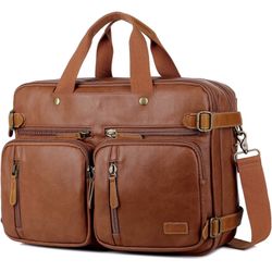 Brand new faux Leather Briefcase Backpack Hybrid 17 Inch Laptop Bag Case Business Messenger bag 