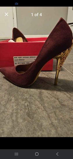 Size 8 Wine/Gold Heels