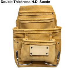 Double Thickness Heavy Duty Premium Suede Leather Tool Pouch 10 PKT