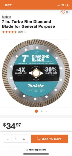 7 Inch Makita Diamond Blade New ,  I Have Few Blades Left 