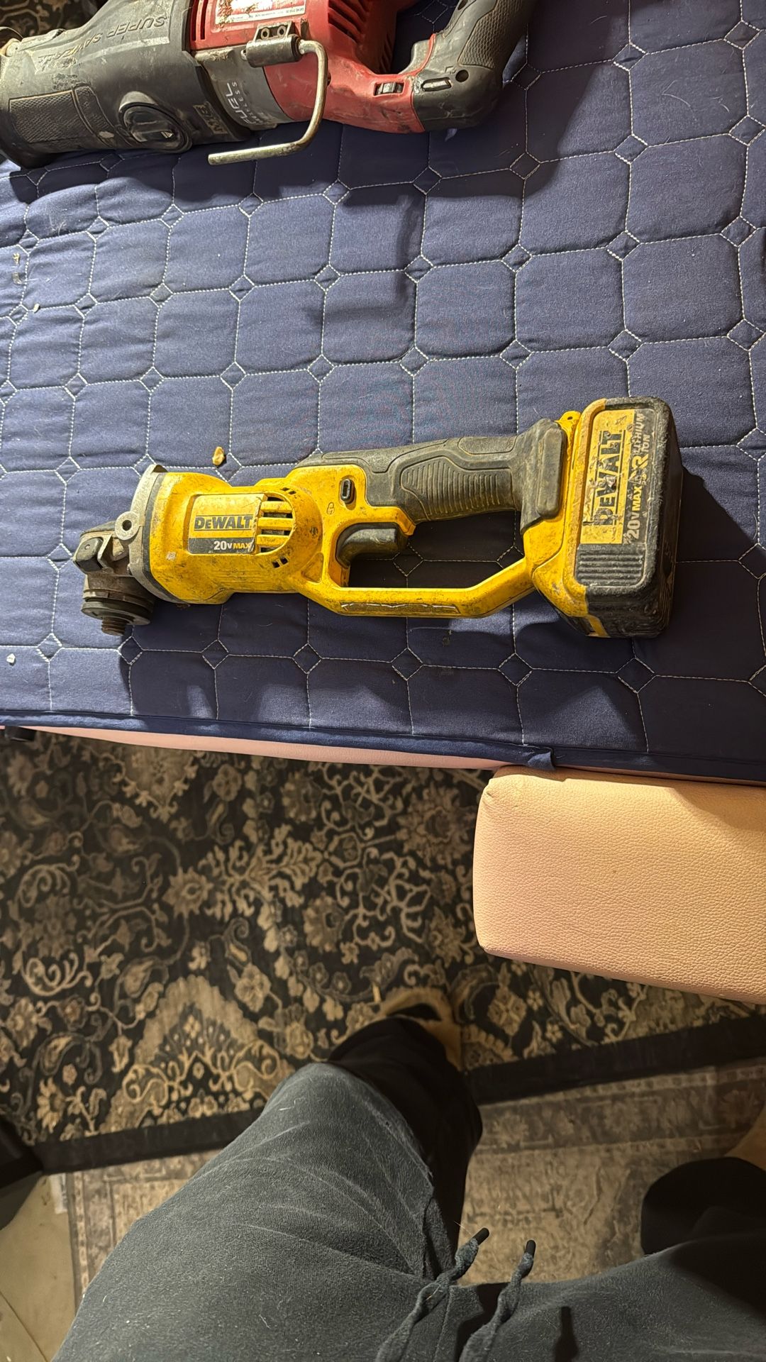 DEWALT 20V MAX cordless angle grinder.