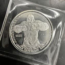 2022 republic of Congo silverback gorilla 1oz .999 silver coin