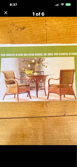 Reduced 42” Glass Rattan Table /4 Chairs