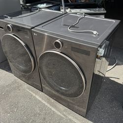 Lg Frontload Washer Dryer Black Stainless  (gas Dryer)