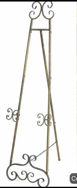 Extra large metal easel free standing vintage scroll adjustable