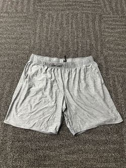 Athletic Works Mens Gray Solid Jersey Athletic Gym Shorts XL Drawstring Elastic