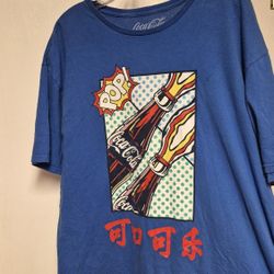 Coca Cola 2XL Pop Art Style Blue Graphic T-Shirt