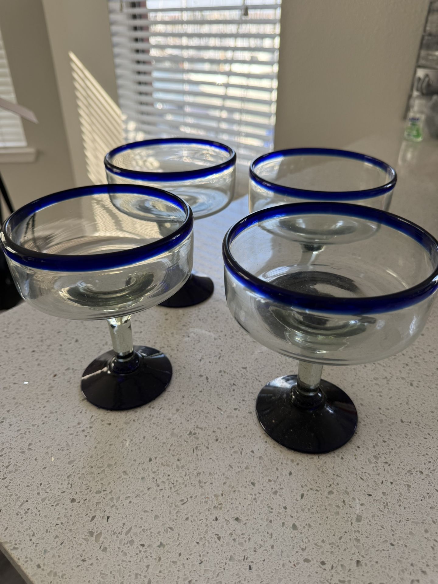4 Mexican Handblown 16oz Margarita Glasses