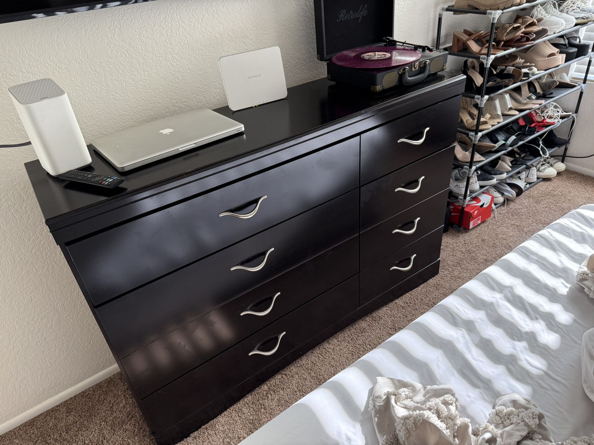 Black Dresser Has Mirror