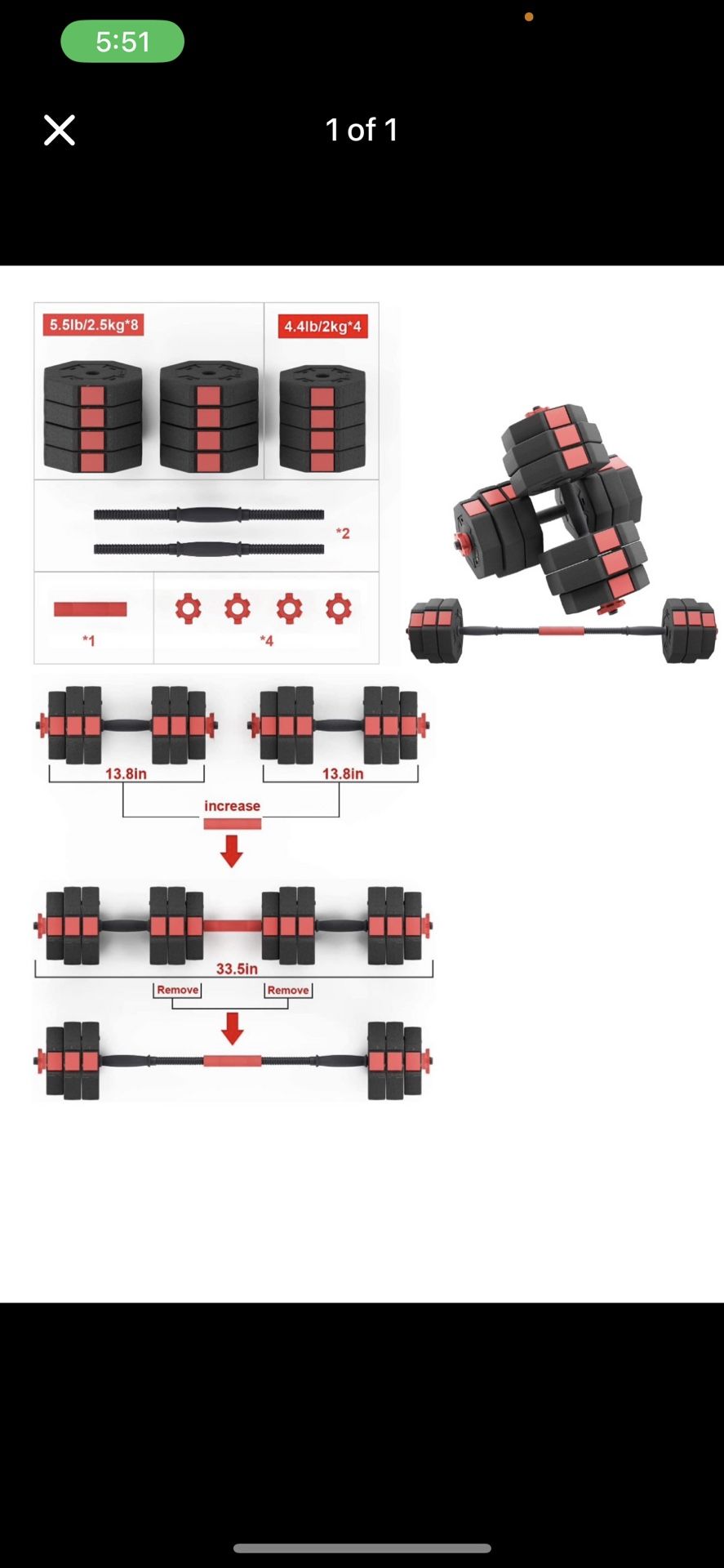 Adjustable Dumbbell Set perfect for home gym, 33 pounds