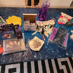 1st birthday supplies;First trip around the sun. Blues and purples