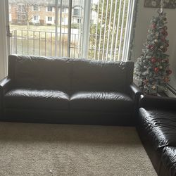 Dark Brown Leather Sofa – Great Condition