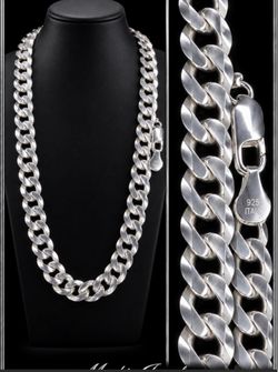 Italian 925 Sterling Silver Cuban Chain Necklace #italian #cuban