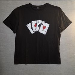 NEW! 4 Aces Poker Player Graphic Tshirt, Size Large, Black