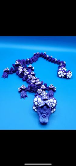 Purple mushroom dragon with white spores, large 26”