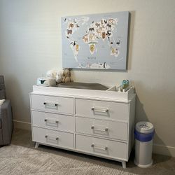 OxfordBaby White Acrylic Holland Changing Table Dresser 6 Drawers