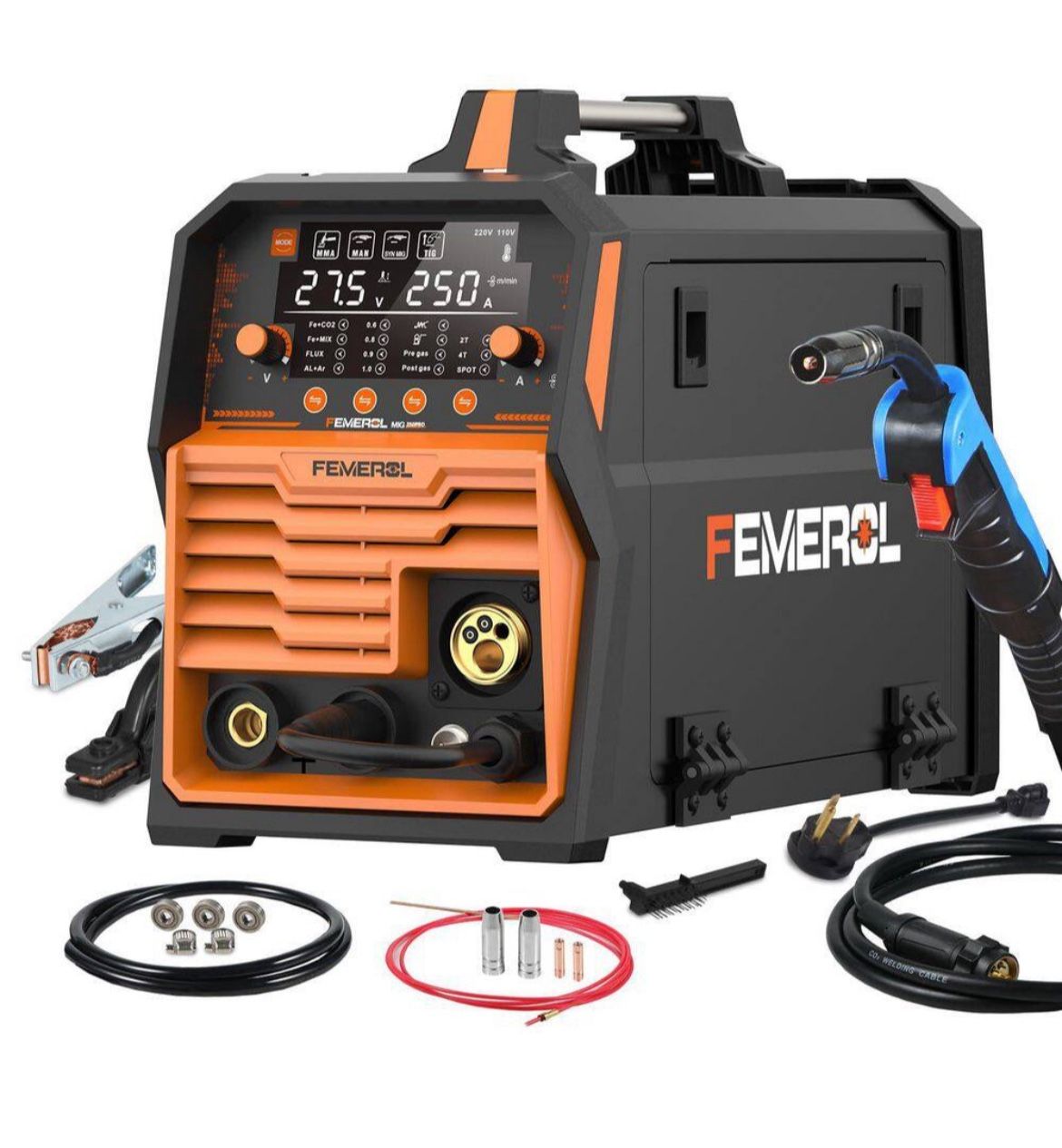 250 Amp 110V/220V Heavy Duty 6-in-1 Electric Multi-Process Welder with Aluminum Welding