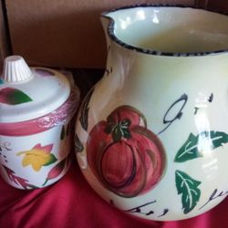 Large Pitcher/ Vase And  Fall Candle