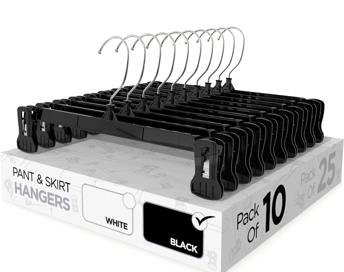Brand New, Sharpty Pant & Skirt Hangers – 10 Pack Non-Slip Closet Organizing Hangers (Black)