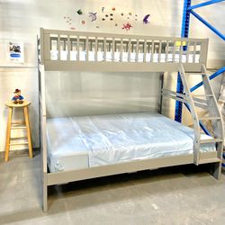 New Gray Twin And Full Size Bunk Bed $30 Initial 🔥 No Credit Check 