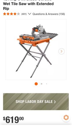 Wet Tile Saw with Extended Rip. Ridgid