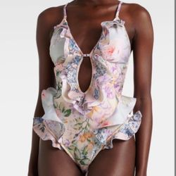 Zimmerman floral and frill swimsuit. S-M