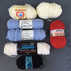 Lot of 7 Assorted Wool and Super Wash Wool Skeins of Yarn