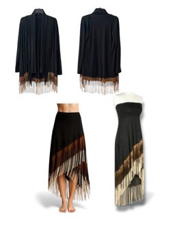 T Party Dress Skirt Large & Jacket Medium with Black Brown and Tan Fringe Maxi Soft Convertible Boho. 