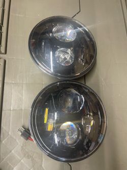 Pair of 7” inch round headlight led projectors black housing clear lens light