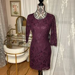 New Burgundy Party Lace Dress