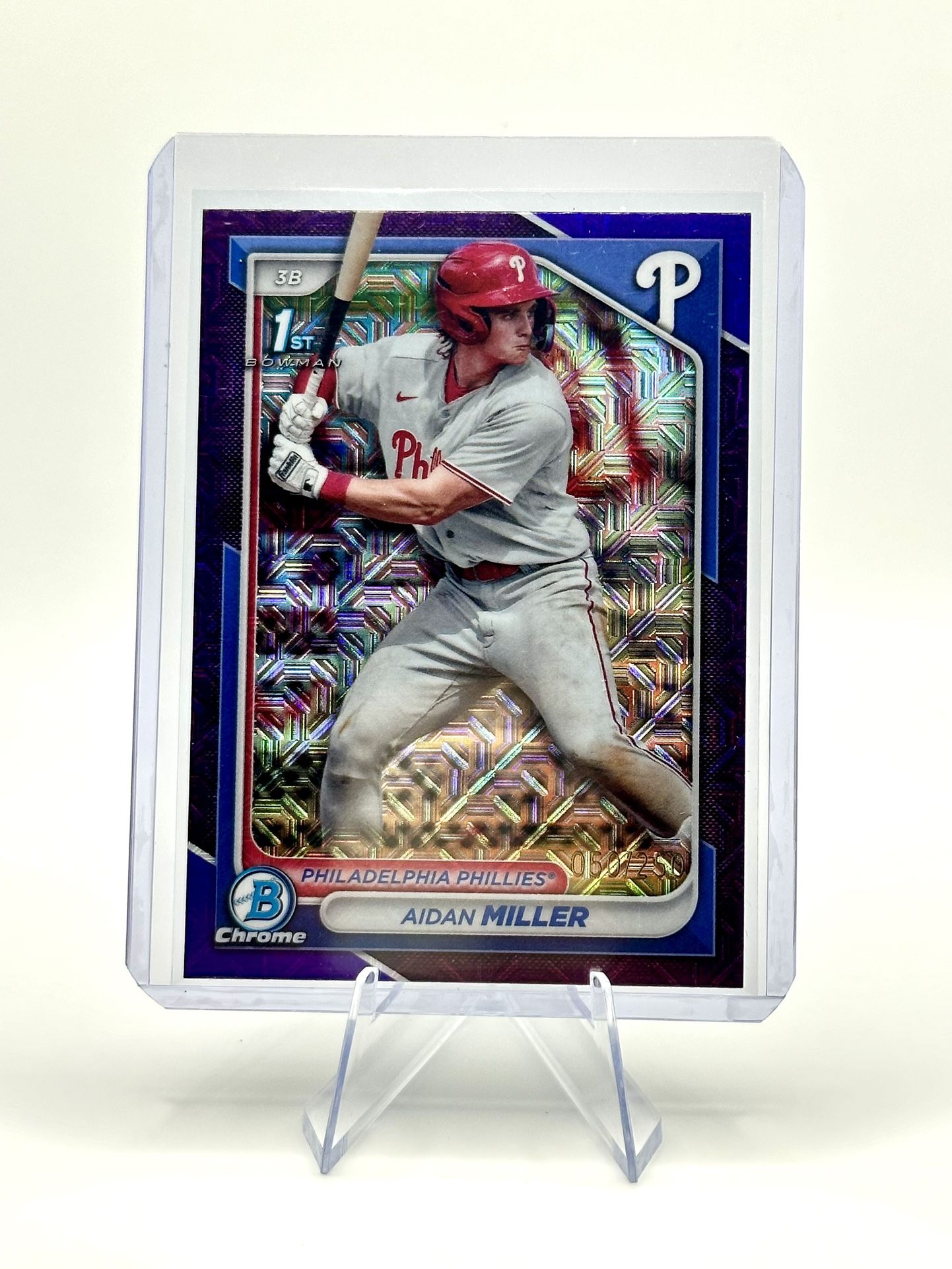 Aidan Miller (RC) 2024 Bowman Chrome Prospects Purple Refractor #BCP-27 Phillies