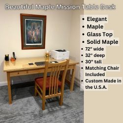 BEAUTIFUL CUSTOM MADE SOLID MAPLE MISSION TABLE DESK