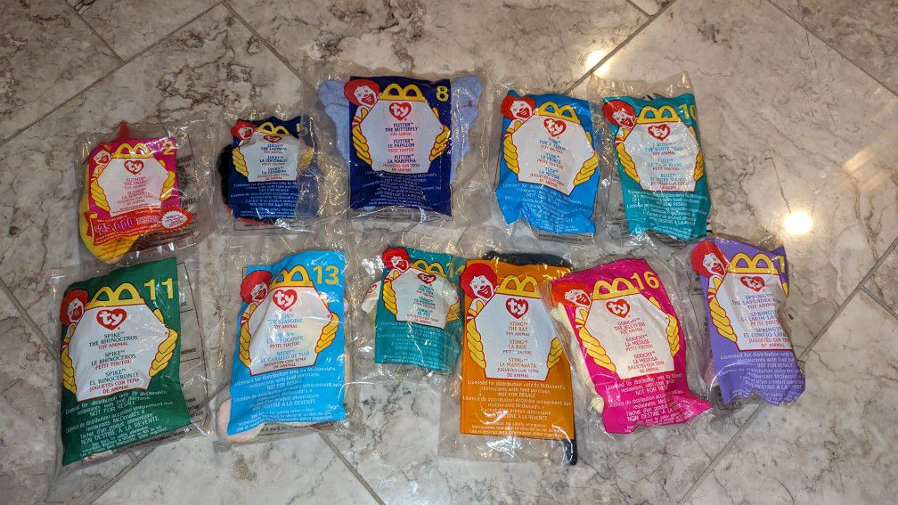 New sealed lot of 11 Ty Beanie Babies From McDonald's 