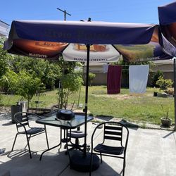 Patio Umbrella With Table & Chair