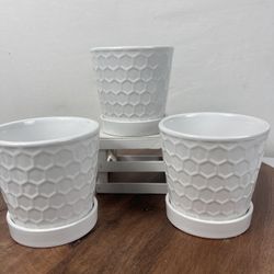 ZX-Trade.Set Of 3 Ceramic Plant Pots.