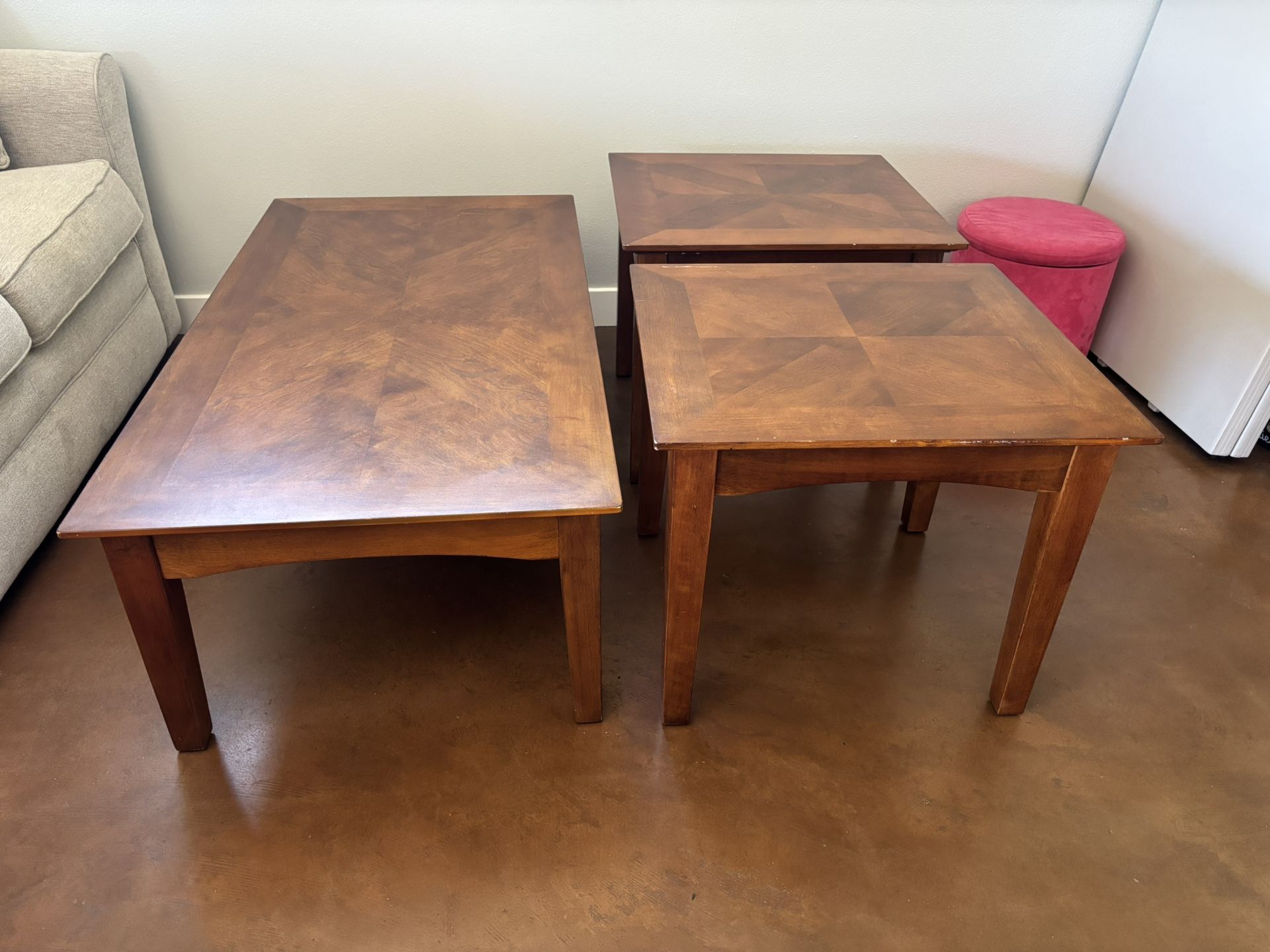 Wood Coffee Table And 2x End Table Set