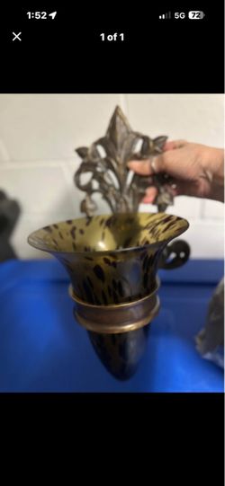 Tortoiseshell Glass Vase with Bronze Metal Mounts