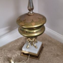 Vintage UFO Brass Marble Base Table Lamp Large