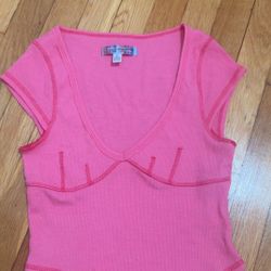 Urban outfitters size small hot pink with stitching crop top shirt spring summer