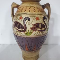 Asian Style Hand-painted 2 Handled Vase