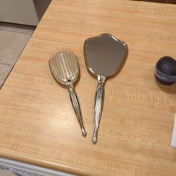 Vintage Mirror And Brush Set