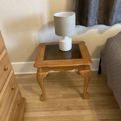 Matching Solid Wood End Tables + Lamps – Complete Set