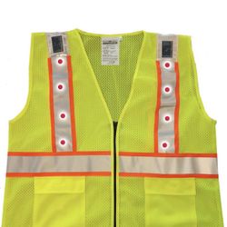 New Open Box Flashing Solar LED Safety Vest in ANSI 2 Lite Safety Vest