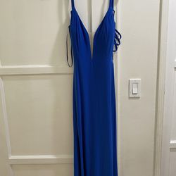 ROYAL BLUE LOW CUT LONG DRESS
