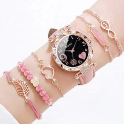 6PCS/Set Fashion Heart Women's Watch,Bracelets