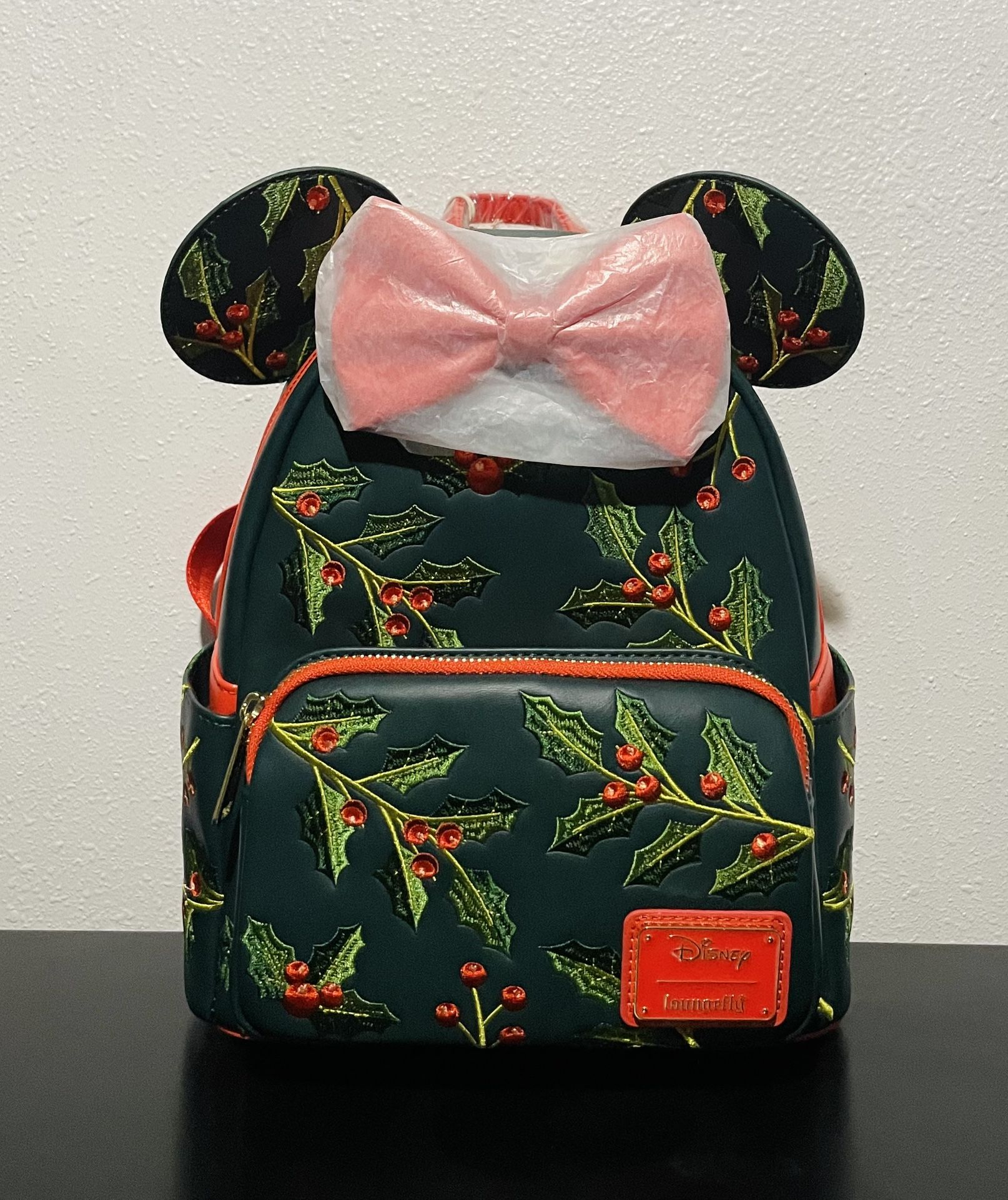 Loungefly Disney Minnie Mouse Holiday Holly Ears Mini Backpack