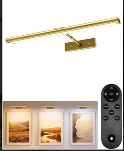 Rechargeable Picture Light – 16” Wireless LED Art Light – Gold