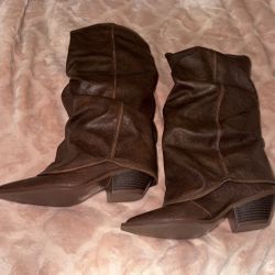 Brown Stacked Cowboy Boots Size 7