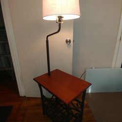 Wood End Table With Floor Lamp