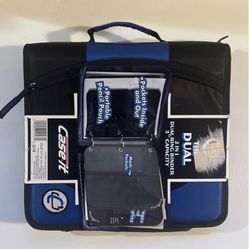  Three Ring Binder Blue  Full Zipper 5 Pocket File Folder 600 Sheet Capacity-NEW